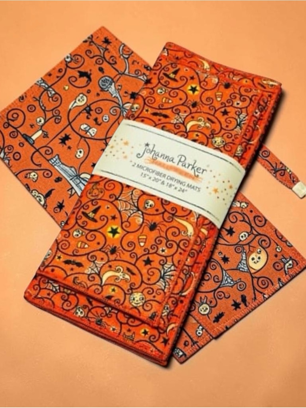 Johanna Parker Orange Halloween Microfiber Drying Mats (Set)